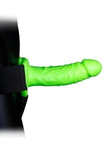 Ouch! Realistic Dildo Strap-On Harness Glow in the Dark 7in - Green