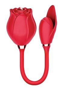 Wild Rose and Bullet Rechargeable Silicone Clitoral Stimulator - Red