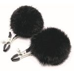 Sexy AF Nipple Clamps Puff Balls - Black