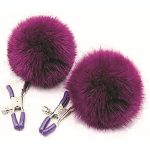 Sexy AF Nipple Clamps Puff Balls - Purple