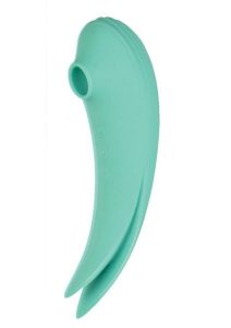 Mystique Suction Vibrating Rechargeable Silicone Massager - Aqua