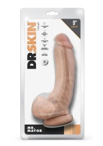 Dr. Skin Mr. Mayor Dildo with Balls and Suction Cup 9in - Vanilla