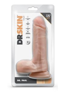 Dr. Skin Dr. Paul Dildo with Balls and Suction Cup 7.25in - Vanilla