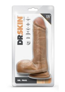 Dr. Skin Dr. Paul Dildo with Balls and Suction Cup 7.25in - Caramel