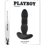 Playboy Trust the Thrust Rechargeable Silicone Thrusting Anal Plug with Remote Control - Black