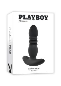 Playboy Trust the Thrust Rechargeable Silicone Thrusting Anal Plug with Remote Control - Black