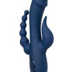 III Triple Orgasm Rechargeable Silicone Stimulating Vibrator - Navy Blue