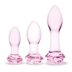 Glas Rosebud Butt Plug Set (3 Piece) - Pink