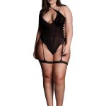 Le Desir Shade Metis XVI Body with Garter and Crossed Neckline - Queen - Black