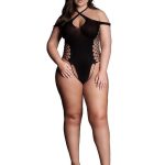 Le Desir Shade Leda XIII Body with Crossed Neckline and Off Shoulder Straps - Queen - Black