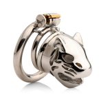 Master Series Caged Cougar Stainless Steel Locking Chastity Cage - Silver