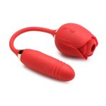 Bloomgasm Romping Rose 10X Rechargeable Silicone Suction Rose and Thrusting Vibrator - Red