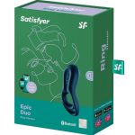 Satisfyer Epic Duo Silicone Vibrating Cock and Ball Ring - Blue