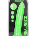 RealRock Slim Glow in the Dark Dildo with Suction Cup 9in - Green