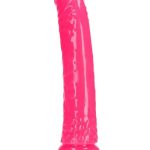 RealRock Slim Glow in the Dark Dildo with Suction Cup 10in - Pink