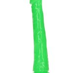 RealRock Slim Glow in the Dark Dildo with Suction Cup 11in - Green