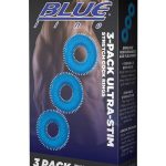 Blue Line Ultra-Slim Stretch Cock Rings (3 Pack) - Blue