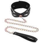 Sex and Mischief Brat Collar andamp; Leash - Black/Rose Gold