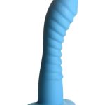 Simply Sweet Ribbed Silicone Dildo - Blue