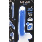 Lollicock Glow in the Dark Silicone Dildo with Balls 7in - Blue