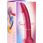 Simply Sweet Metallic Silicone Dildo 7in - Pink