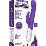 Rabbit Essentials Silicone Rechargeable Slim Shaft Thrusting G-Spot Rabbit Vibrator - Purple