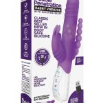 Rabbit Essential Silicone Rechargeable Double Penetration Rabbit Vibrator - Purple