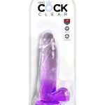 King Cock Clear Dildo with Balls 7in - Purple