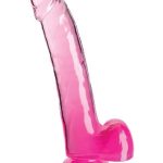 King Cock Clear Dildo with Balls 9in - Pink