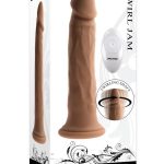 Twirl Jam Silicone Rechargeable Vibrating Dildo with Remote - Chocolate