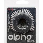 Alpha Liquid Silicone Prolong Tread Cock Ring - Black