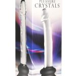 Pleasure Crystals Glass Dildo with Silicone Base 7in - Clear/Black