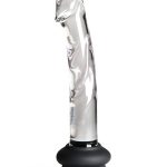 Pleasure Crystals Glass Dildo with Silicone Base 7in - Clear/Black