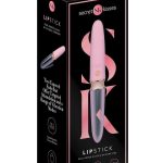 Secret Kisses Glass Lipstick Rechargeable Silicone Dual End Vibrator - Pink/Clear