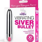 Pink Pussycat Rechargeable Vibrating Bullet - Silver