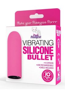 Pink Pussycat Vibrating Silicone Bullet - Pink