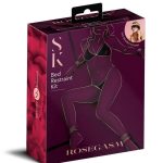 Secret Kisses Rosegasm Bed Restraint Kit with Satin Blindfold - Red/Black