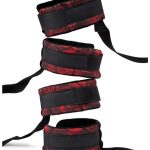 Secret Kisses Rosegasm Bed Restraint Kit with Satin Blindfold - Red/Black