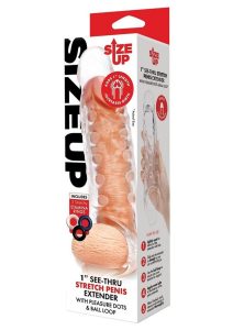 Size Up Studded Clear View Penis Extender with Ball Loop 1in