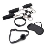 Lux Fetish Hogtie and Ball Gag Kit (7 Piece) - Black