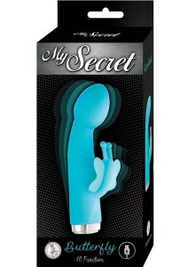 My Secret Butterfly Rechargeable Silicone Rabbit Vibrator - Aqua