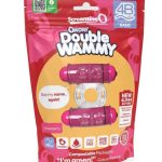 4B Double Wammy Silicone Rechargeable Dual Vibrating Couples Cock Ring - Strawberry