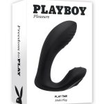 Playboy Play Time Rechargeable Silicone Dual Vibrator with Clitoral Stimulator - Black