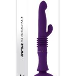 Playboy Happy Ending Rechargeable Silicone Thrusting Rabbit Vibrator - Purple