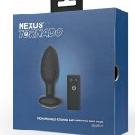 Nexus Tornado Rechargeable Silicone Rotating Butt Plug with Remote - Medium - Black