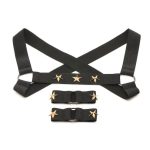 Master Series Rave Harness Elastic Chest Harness with Arm Bands - Large/Xlarge - Black/Gold