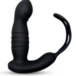 Envy Toys Remote Controlled Thruster Rechargeable Silicone P-Spot Vibrator and Dual Stamina Ring - Black