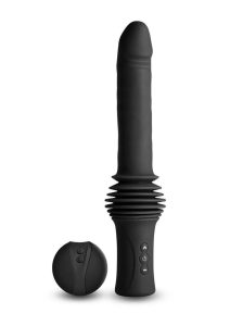 Renegade Super Stroker Rechargeable Silicone Thrusting Vibrator with Suction Cup - Black