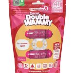 4T Double Wammy Silicone Rechargeable Dual Vibrating Couples Cock Ring - Strawberry