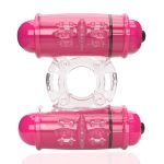 4T Double Wammy Silicone Rechargeable Dual Vibrating Couples Cock Ring - Strawberry